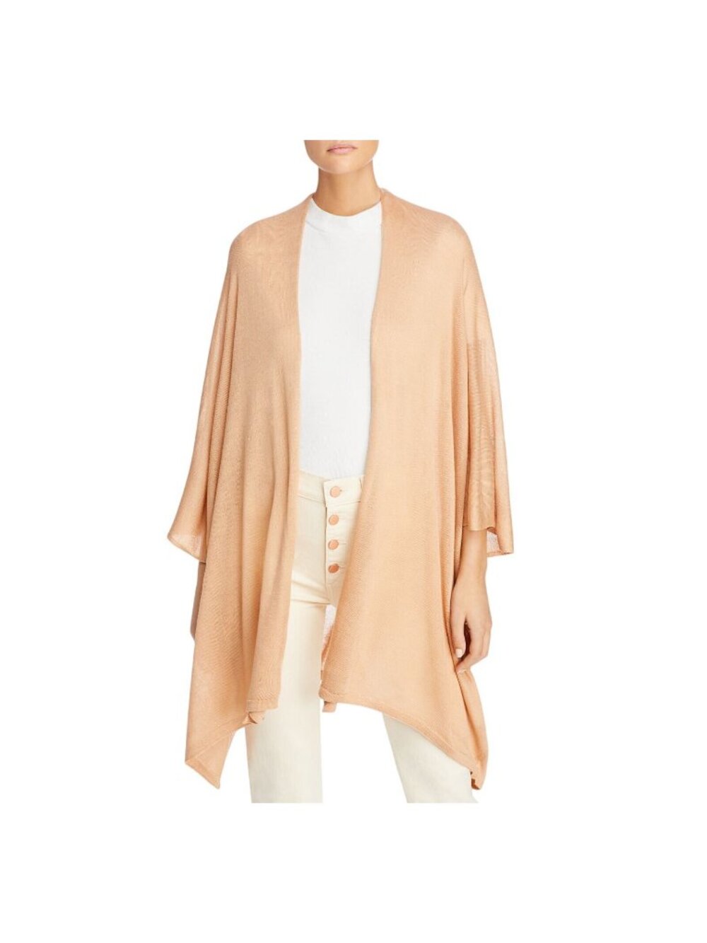 NWT Aqua Womens Lightweight Elbow-Sleeve Ruana 492821 Camel Brown